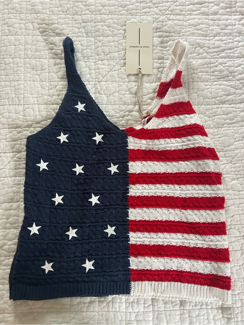 moon & madison Red, White & Navy Star Stripe Knit Camisole